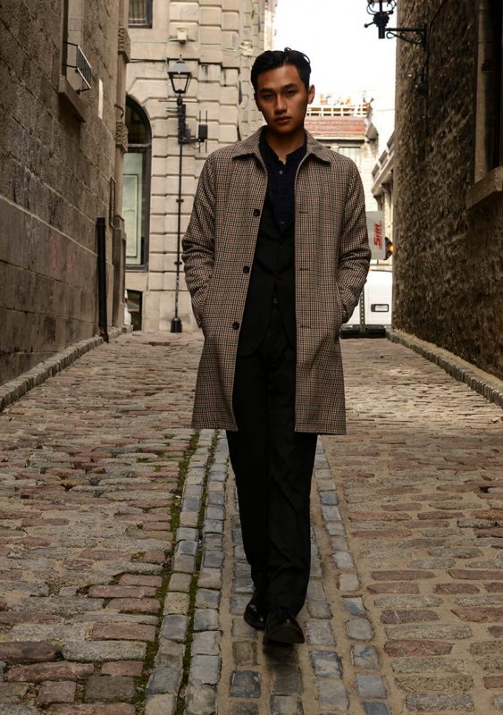 Man in a European style alley